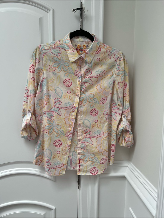 Robert Graham Tops - Robert Graham Multicolor Floral Button-Down Shirt - Pastel Pink, Yellow, Blue